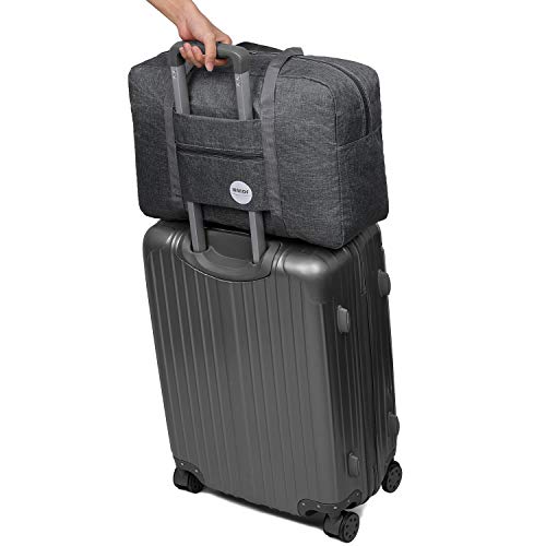 WANDF Foldable Travel Duffel Bag Luggage Sports Gym Water Resistant Nylon (Dark