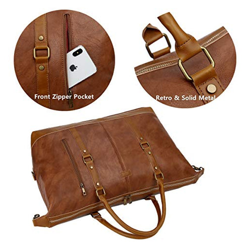 BAOSHA Leather Travel Duffel Tote Bag Overnight Weekender Bag Oversized for  Men and Women HB-14 (Brown) - Bilawarkhan - Medium
