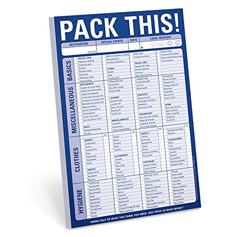 Pack This! Pad Packing List Notepad